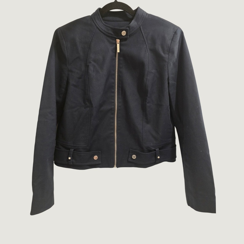 MICHAEL Michael Kors Navy Jacket Womens M Gold Hardware Utility Military Chic